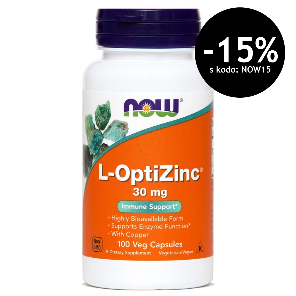Cink (L-OptiZinc) 30 mg NOW, kapsule (100 kapsul)